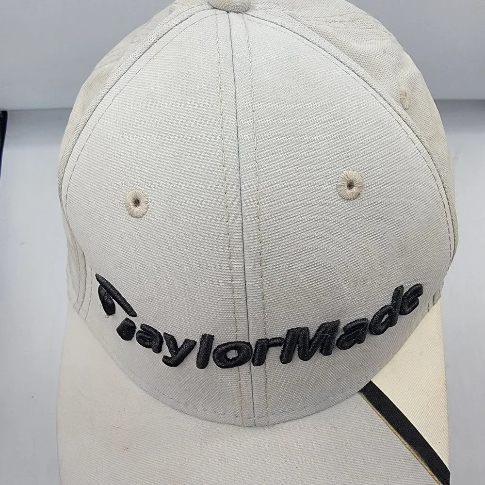 TaylorMade Hat Cap Strap Back Mens Adjustable White Golf Hat Casual Athletic